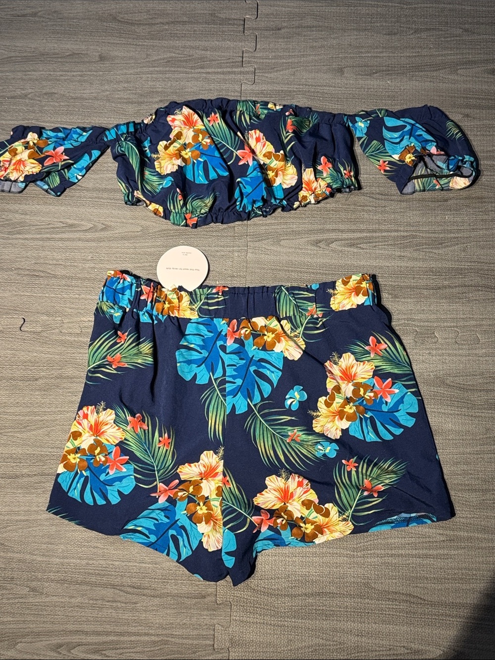 SHEIN Navy Floral Tropical Two-Piece Set